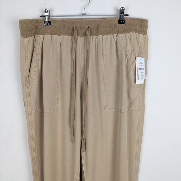 Splendid Women's Camel Suede Textured Contrasting Joggers Size XL NWT - Picture 2 of 9